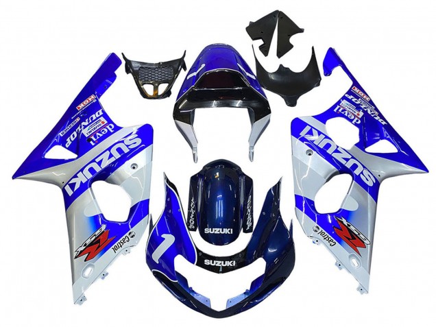 2000-2002 Suzuki GSXR1000 Motorcycle Fairings - Blue White Silver Castrol Dunlop UK