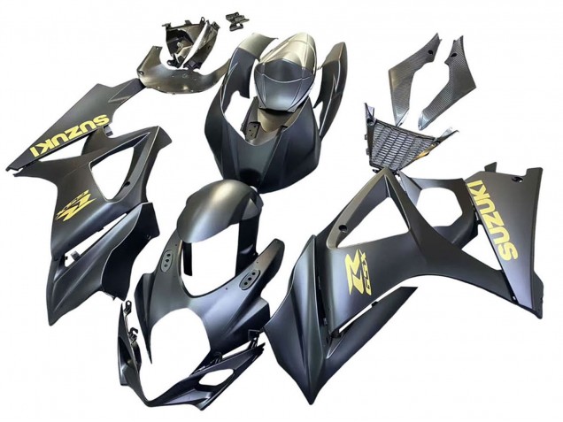 2007-2008 Suzuki GSXR 1000 Motorcycle Fairings - Matte Black Gold Decal UK