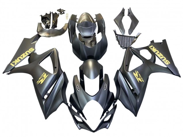 2007-2008 Suzuki GSXR 1000 Motorcycle Fairings - Matte Black Gold Decal UK
