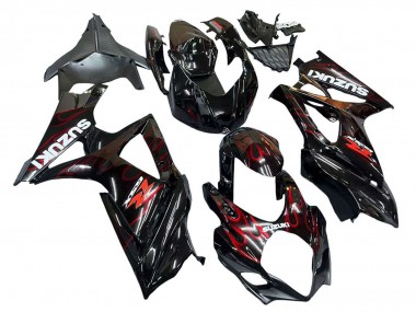 Best 2007-2008 Suzuki GSXR 1000 Motorcycle Fairings - Black Red Flame UK