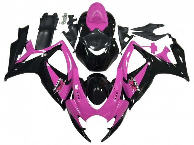 2006-2007 Suzuki GSXR 600 / GSXR 750 Motorcycle Fairing - Pink Glossy Black UK