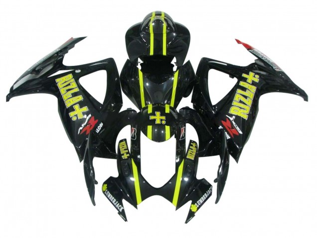 2006-2007 Suzuki GSXR 600 / GSXR 750 Motorcycle Fairings - Glossy Black Yellow Rizla UK