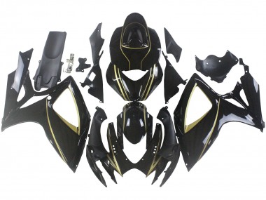 Best 2006-2007 Suzuki GSXR 600 / GSXR 750 Motorcycle Fairings - Glossy Black Gold Stripe UK