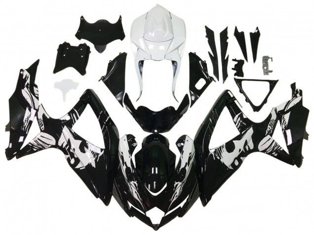 2006-2007 Suzuki GSXR 600 / GSXR 750 Motorcycle Fairings - Glossy Black White UK