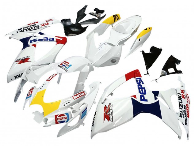 2006-2007 Suzuki GSXR 600 / GSXR 750 Motorcycle Fairings - White Red Yellow Motul UK