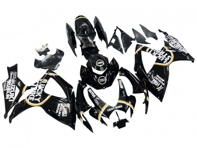 2006-2007 Suzuki GSXR 600 / GSXR 750 Motorcycle Fairings - Glossy Black White Motul Lucky Strike UK