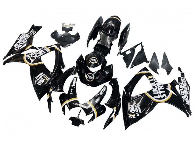 2006-2007 Suzuki GSXR 600 / GSXR 750 Motorcycle Fairings - Glossy Black White Motul Lucky Strike UK