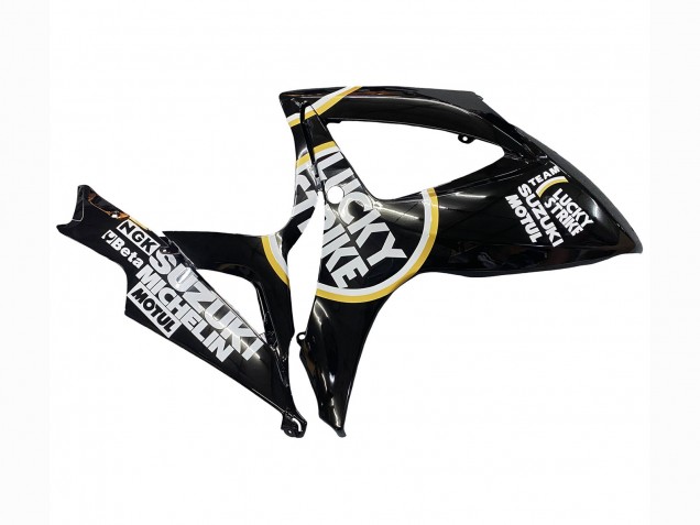2006-2007 Suzuki GSXR 600 / GSXR 750 Motorcycle Fairings - Glossy Black White Motul Lucky Strike UK