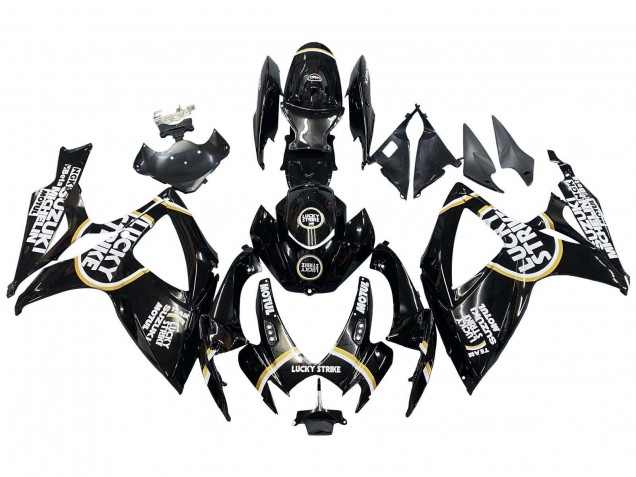 2006-2007 Suzuki GSXR 600 / GSXR 750 Motorcycle Fairings - Glossy Black White Motul Lucky Strike UK