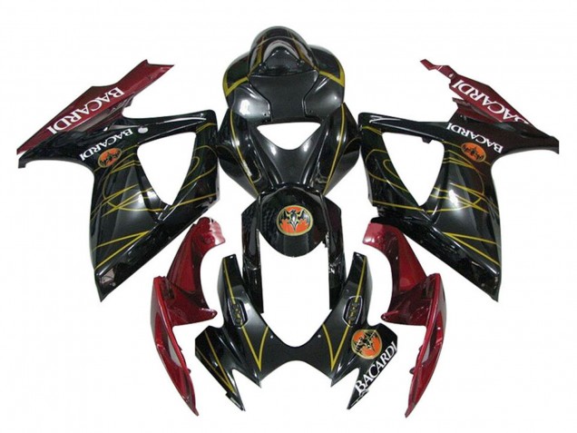 2006-2007 Suzuki GSXR 600 / GSXR 750 Motorcycle Fairings - Glossy Black Red Gold UK
