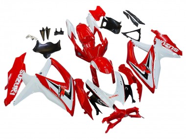 Best 2008-2010 Suzuki GSXR 600 / GSXR 750 Motorcycle Fairings - White Red Black UK