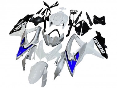 Best 2008-2010 Suzuki GSXR 600 / GSXR 750 Motorcycle Fairings - White Silver Blue Black UK