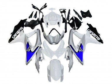 Best 2008-2010 Suzuki GSXR 600 / GSXR 750 Motorcycle Fairings - White Silver Blue Black UK
