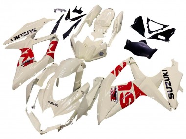 Best 2008-2010 Suzuki GSXR 600 / GSXR 750 Motorcycle Fairings - Cream White Red Black UK