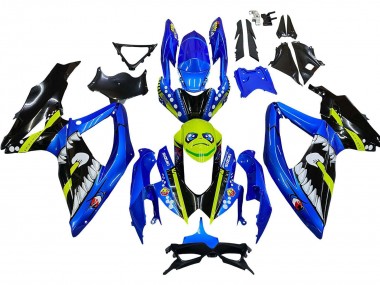 Best 2008-2010 Suzuki GSXR 600 / GSXR 750 Motorcycle Fairings - Blue Fluorescent Green Shark UK