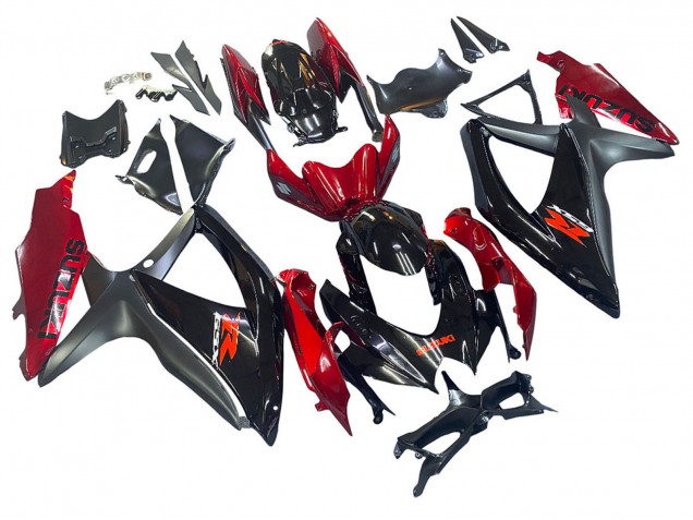 2008-2010 Suzuki GSXR 600 / GSXR 750 Motorcycle Fairing - Red Glossy Black UK