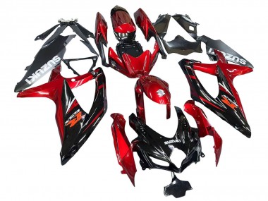 Best 2008-2010 Suzuki GSXR 600 / GSXR 750 Motorcycle Fairings - Red Glossy Black UK