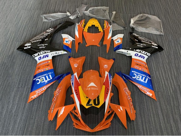 2008-2010 Suzuki GSXR 600 / GSXR 750 Motorcycle Fairings - Orange Blue White Black ITEC UK