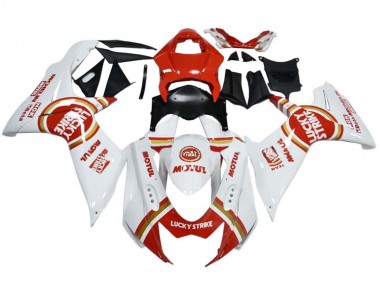 Best 2008-2010 Suzuki GSXR 600 / GSXR 750 Motorcycle Fairings - White Red Lucky Strike UK