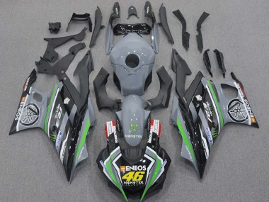 Best 2015-2018 Yamaha YZF R3/R25 Motorcycle Fairings - Nardo Grey Green Black ENEOS Monster 46 UK