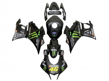 Best 2022-2024 Yamaha YZF R3/R25 Motorcycle Fairings - Black Green Monster ENEOS 46 UK