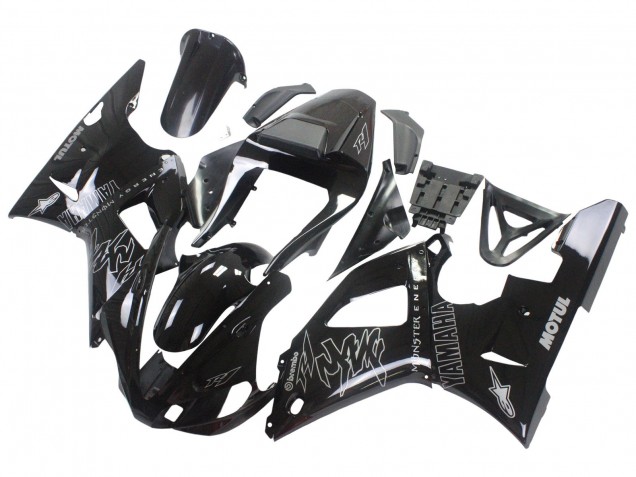 2000-2001 Yamaha YZF 1000 R1 Motorcycle Fairings - Glossy Black White Monster Motul UK