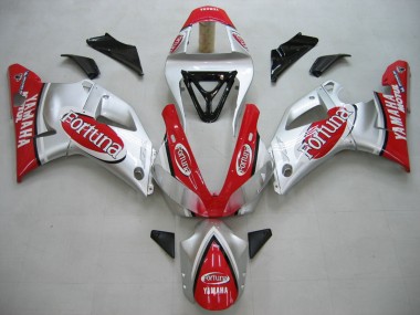 Best 2000-2001 Yamaha YZF 1000 R1 Motorcycle Fairings - Silver Red Fortuna Motul UK