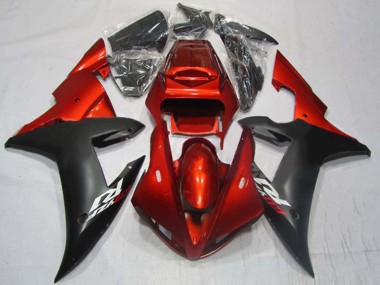 Best 2002-2003 Yamaha YZF 1000 R1 Motorcycle Fairings - Red Matte Black UK