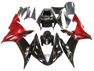 Best 2002-2003 Yamaha YZF 1000 R1 Motorcycle Fairings - Glossy Black Red Flame UK