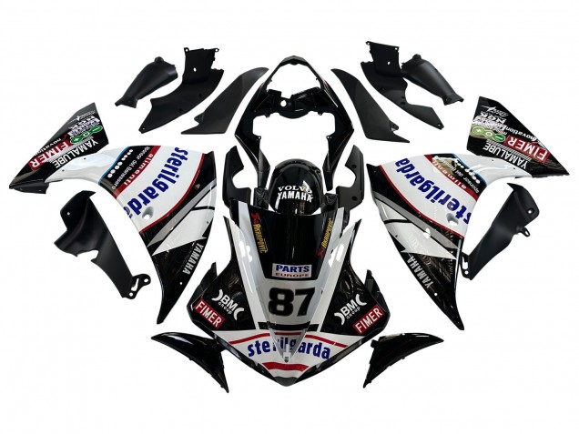 2009-2011 Yamaha YZF 1000 R1 Motorcycle Fairings - Glossy Black White Red Volvo Fimer Yamalube 87 UK