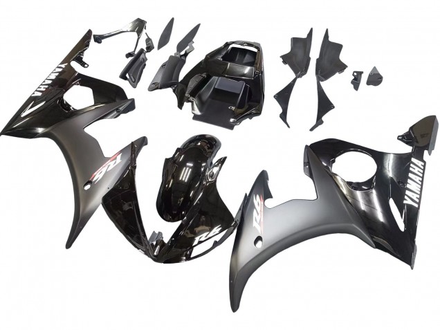 2006-2009 Yamaha YZF R6S Motorcycle Fairings - Glossy Black Matte Black White Decals UK