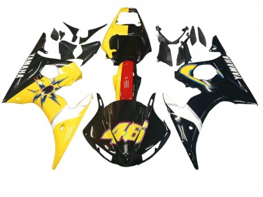 Best 2006-2009 Yamaha YZF R6S Motorcycle Fairings - Yellow Red Glossy Black 46 UK