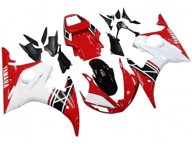2003-2004 Yamaha YZF R6 Motorcycle Fairing - White Red Glossy Black UK