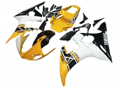 Best 2006-2009 Yamaha YZF R6S Motorcycle Fairings - Yellow White Glossy Black UK