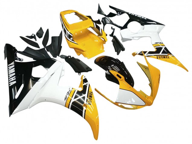 2006-2009 Yamaha YZF R6S Motorcycle Fairings - Yellow White Glossy Black UK