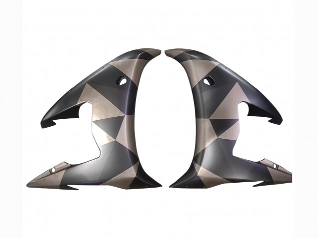2006-2009 Yamaha YZF R6S Motorcycle Fairings - Grey Matte Black Geometric UK