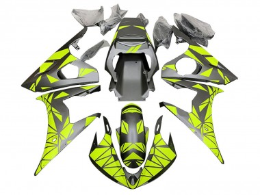 Best 2006-2009 Yamaha YZF R6S Motorcycle Fairings - Neon Green Matte Black Geometric UK