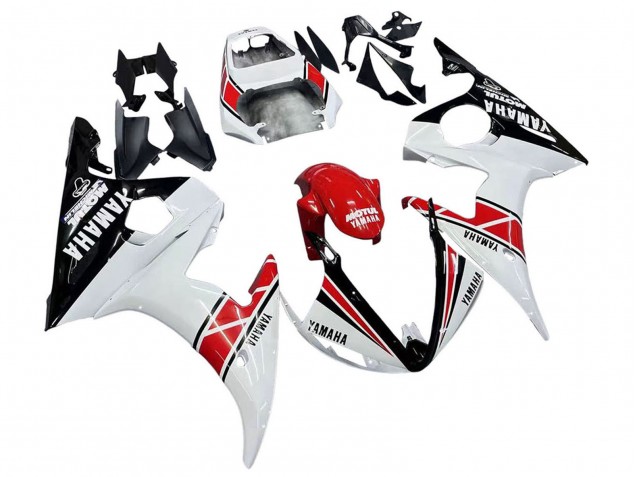 2006-2009 Yamaha YZF R6S Motorcycle Fairings - White Red Glossy Black Motul UK