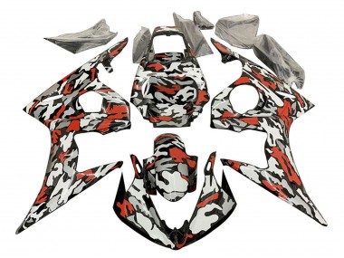 Best 2003-2004 Yamaha YZF R6 Motorcycle Fairings - Black Red Grey Camouflage UK