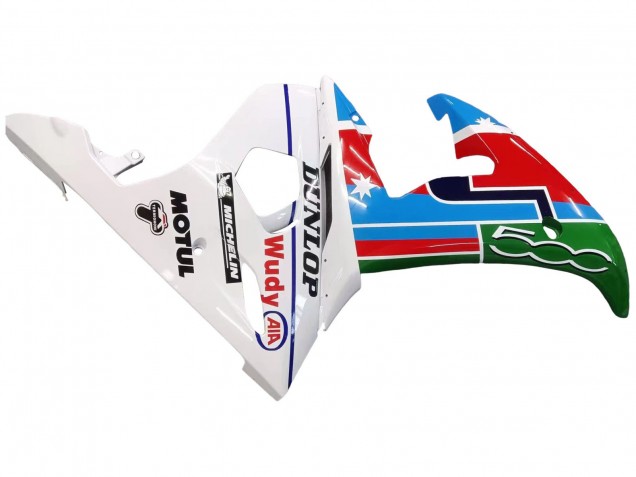 2005 Yamaha YZF 600 R6 Motorcycle Fairings - Light Blue White Green Red Kastinee Dunlop Motul UK