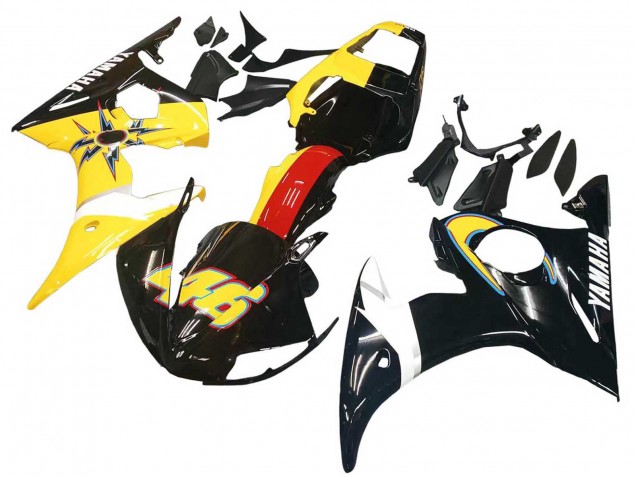 2005 Yamaha YZF 600 R6 Motorcycle Fairings - Black Yellow Red 46 UK