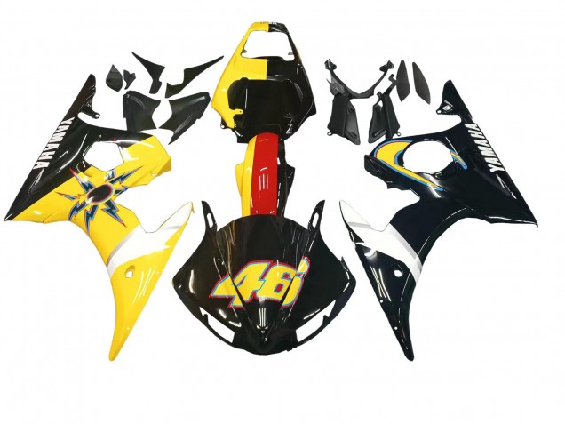 2005 Yamaha YZF 600 R6 Motorcycle Fairings - Black Yellow Red 46 UK
