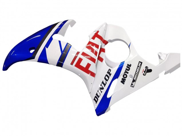 2005 Yamaha YZF 600 R6 Motorcycle Fairings - White Blue Dunlop Fiat Motul UK