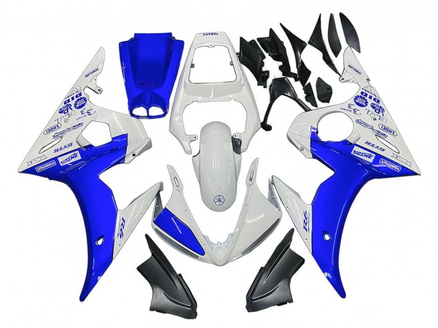 2005 Yamaha YZF 600 R6 Motorcycle Fairings - White Blue Yamalube UK