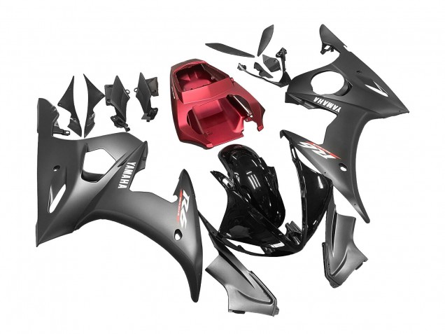 2005 Yamaha YZF 600 R6 Motorcycle Fairings - Matte Black Glossy Black Grey Red UK