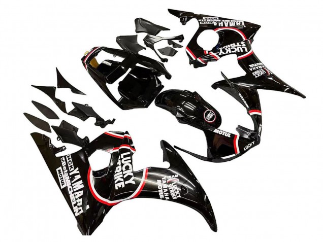 2005 Yamaha YZF 600 R6 Motorcycle Fairings - Glossy Black White Lucky Strike Motul UK