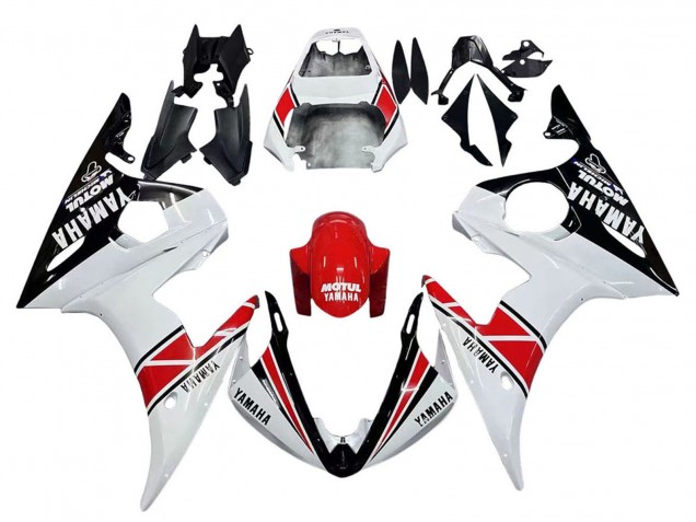 2005 Yamaha YZF 600 R6 Motorcycle Fairings - White Black Red Motul UK