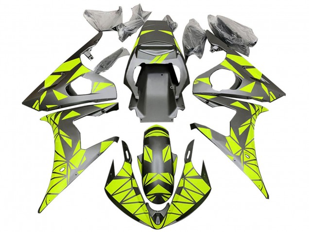 2005 Yamaha YZF 600 R6 Motorcycle Fairings - Matte Black Neon Green UK