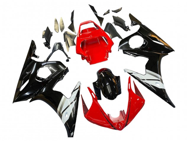 2005 Yamaha YZF 600 R6 Motorcycle Fairings - Red White Glossy Black UK