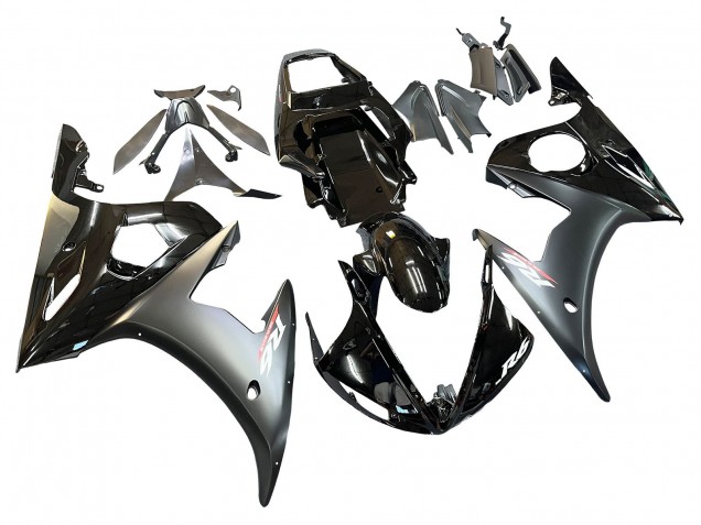 2005 Yamaha YZF 600 R6 Motorcycle Fairings - Glossy Black Matte Black Gold UK
